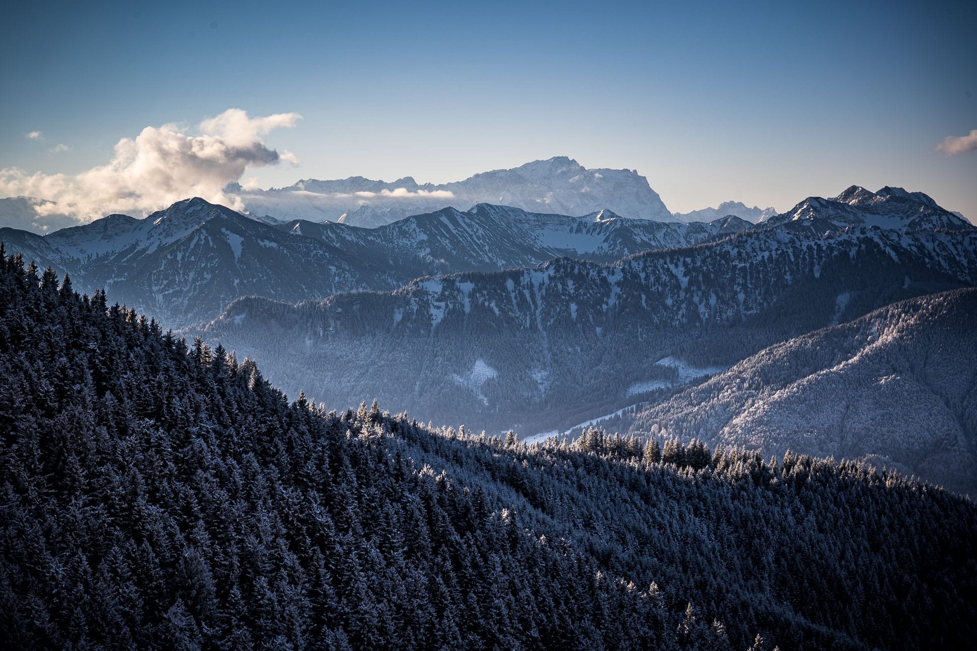 Blick auf die Zugspitze bei der Wanderung aufs Hintere Hörnle