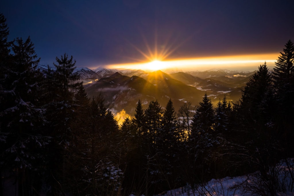 Sonnenuntergang an der Lenggrieser Hütte