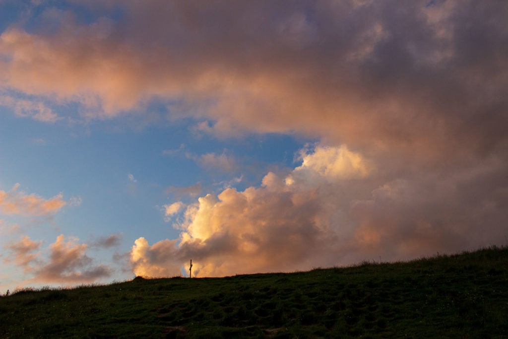 Blombergkreuz im Abendrot